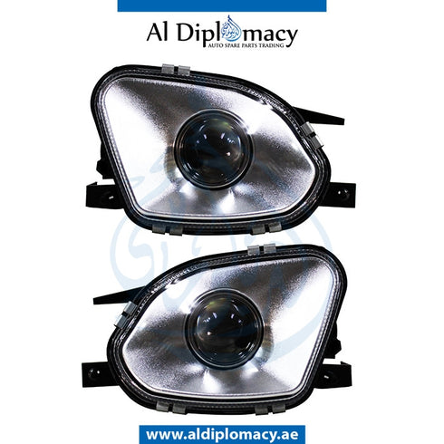 FOG Lamp, Chrome, SET for Mercedes-Benz E Class W211 (2002-2009) models, Part Number T-211FOG LAMP-CHROM/02-06(SET)