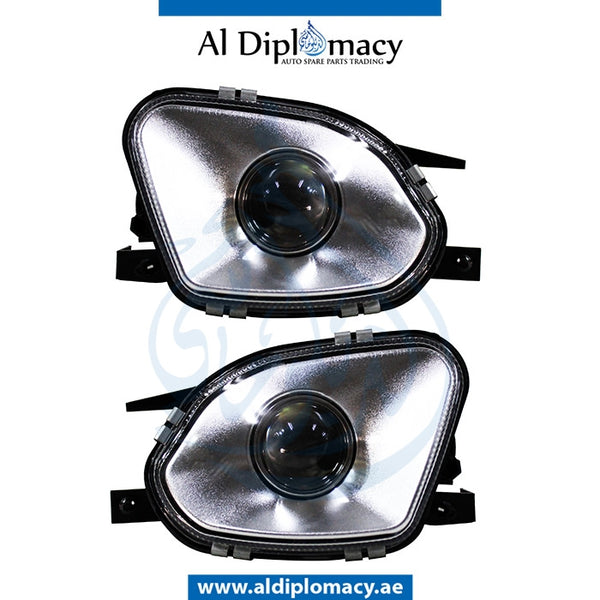FOG Lamp, Chrome, SET for Mercedes-Benz E Class W211 (2002-2009) models, Part Number T-211FOG LAMP-CHROM/02-06(SET)