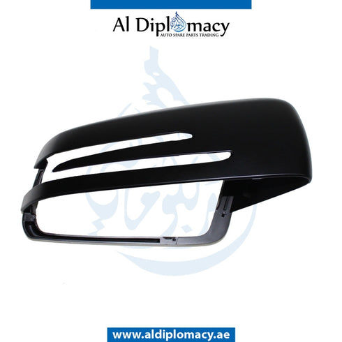 Right Mirror Cover, Black, ARROW TYPE for Mercedes-Benz A Class W117 (2013-2022) models, Part Number T-2128100864