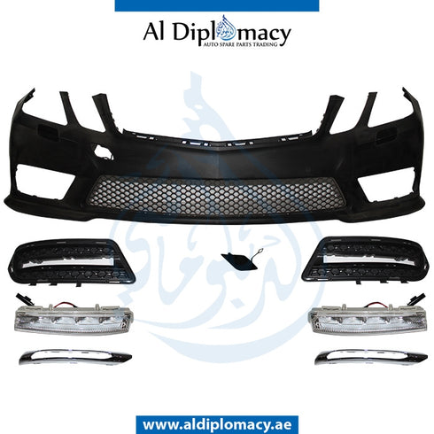 Front Bumper, WITHOUT SENSOR Hole, WITH WIPER Hole, EURO Type, Amg, COMPLETE for Mercedes-Benz E Class W212 (2009-2016) models, Part Number T-2128802240-CO