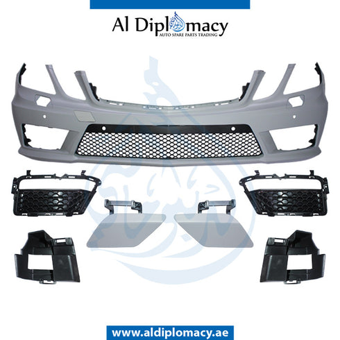 Front Bumper, WITH SENSOR AND WIPER Hole, AMG 63 for Mercedes-Benz E Class W212 (2009-2016) models, Part Number T-212FB(63)+S+W W/O LED