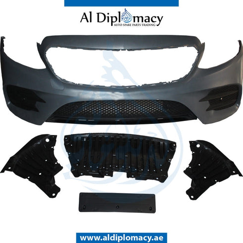 Front Bumper, WITH ACTIVE PARKING Assist, Complete, WITHOUT Grille, AMG for Mercedes-Benz E Class W213 (2017-2023) models, Part Number T-2138852700-CO W/O GRILLE