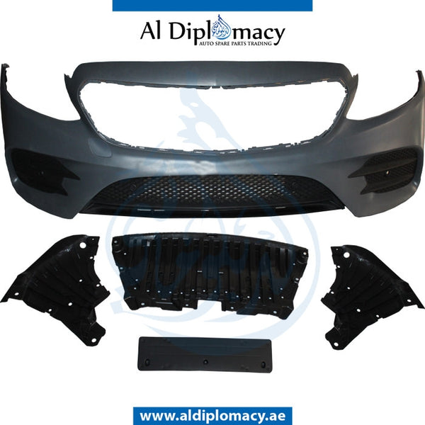 Front Bumper, WITH ACTIVE PARKING Assist, Complete, WITHOUT Grille, AMG for Mercedes-Benz E Class W213 (2017-2023) models, Part Number T-2138852700-CO W/O GRILLE