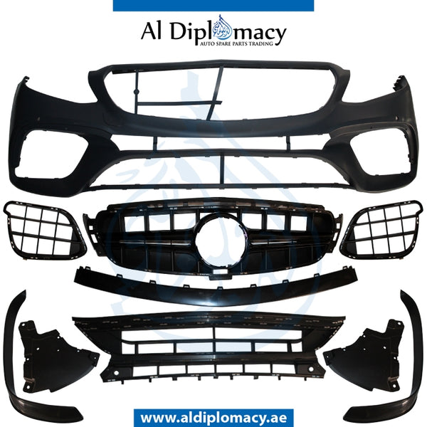 Front Bumper, WITH SENSOR Hole, AND Grille, 63 LOOK for Mercedes-Benz E Class W213 (2017-2023) models, Part Number T-213FB(63)-2016 W-GRILLE