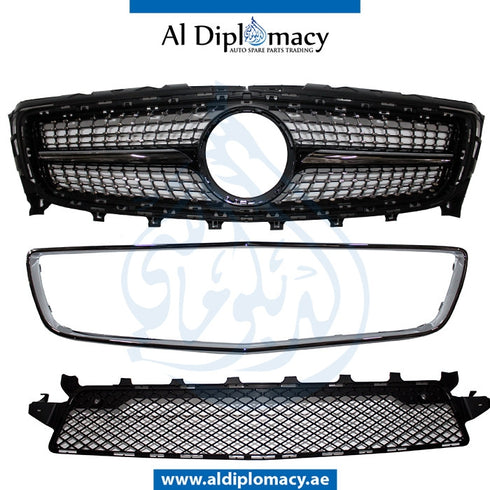 SHOW Grille, Black, UPGRADE FROM 2011-2014 TO 2016 LOOK for Mercedes-Benz CLS Class W218 (2011-2018) models, Part Number T-218GRILL(2016)STYLE-BK