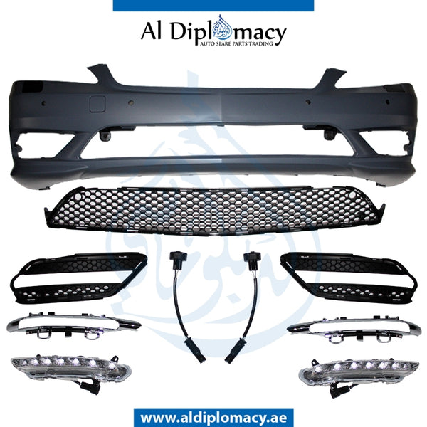 Front Bumper, WITH SENSOR AND WIPER Hole, Amg, COMPLETE for Mercedes-Benz S Class W221 (2006-2013) models, Part Number T-2218804340-CO