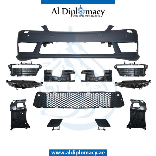 Front Bumper, WITH SENSOR AND WIPER Hole, WITH LED FOG Lamp, AMG 63, COMPLETE for Mercedes-Benz S Class W221 (2006-2013) models, Part Number T-2218804540-CO-W LED