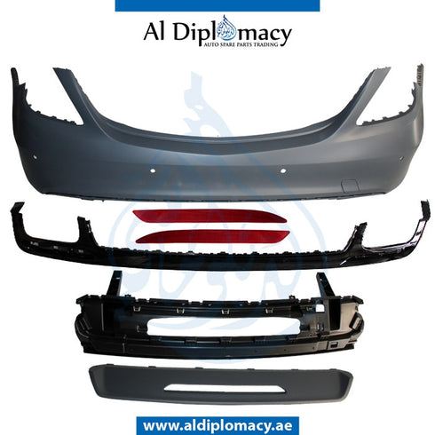 Rear Bumper, WITH SENSOR Hole, Complete, AMG SPORT for Mercedes-Benz S Class W222 (2014-2020) models, Part Number T-2228851625 (AMG SPORT)