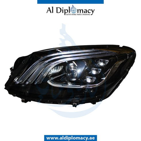 Left Headlight, UPGRADE TO 2020 Look, COMPLETE for Mercedes-Benz S Class W222 (2014-2020) models, Part Number T-2229067703-CO