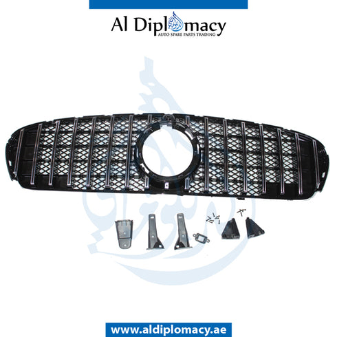 SHOW Grille, GTR Style, NEW Model, BLACK for Mercedes-Benz GLC Class W253 (2015-2022) models, Part Number T-253GRILL(GTR STYLE NEW)-BK