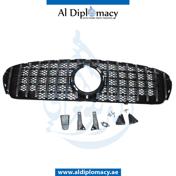 SHOW Grille, GTR Style, NEW Model, BLACK for Mercedes-Benz GLC Class W253 (2015-2022) models, Part Number T-253GRILL(GTR STYLE NEW)-BK