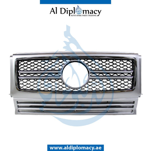 SHOW Grille, SILVER for Mercedes-Benz G Class W463 (1992-2022) models, Part Number T-4638800523-SL