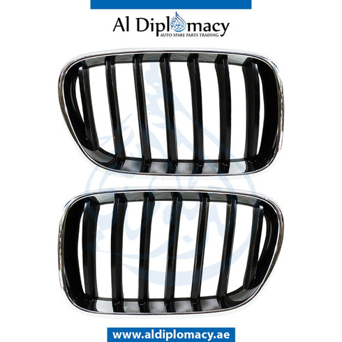 SHOW Grille, Chrome, SET for BMW X3 Series F25 (2010-2017) models, Part Number T-51117210725+T-51117210726