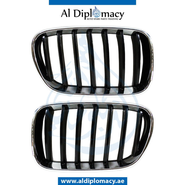 SHOW Grille, Chrome, SET for BMW X3 Series F25 (2010-2017) models, Part Number T-51117210725+T-51117210726