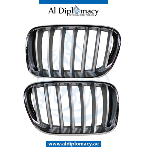 SHOW Grille, Chrome, SET for BMW X3 Series F25 (2010-2017) models, Part Number T-51117237421+T-51117237422