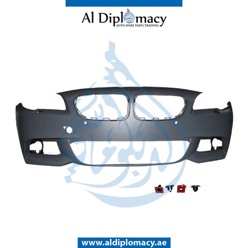 Front Bumper, WITH SENSOR AND WIPER Hole, M-tech for BMW 5 Series F10 (2010-2016) models, Part Number T-51118048668