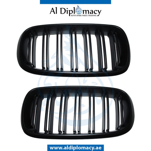 Show Grille, Matt Black, 2 Lines, M Look, Set, Bmw X5 F15 Models By Taiwan, Part Number 51118056323 / 51118056324