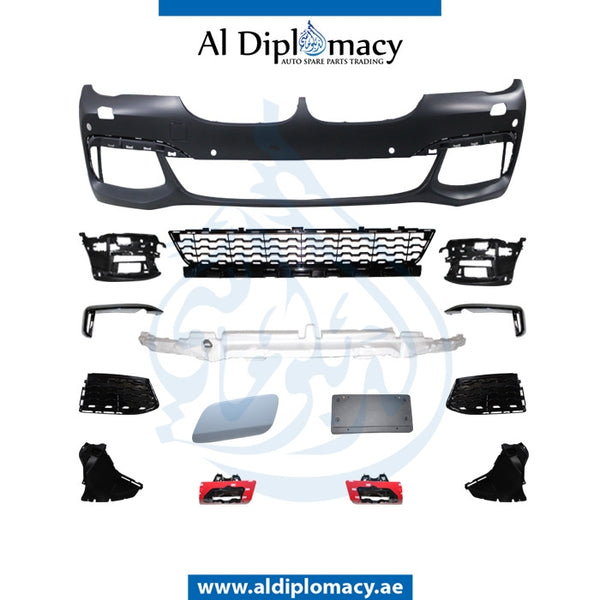 Front Bumper, WITH SENSOR AND WIPER Hole, M LOOK for BMW 7 Series G11 (2015) models, Part Number T-51118064751 (M TYPE)