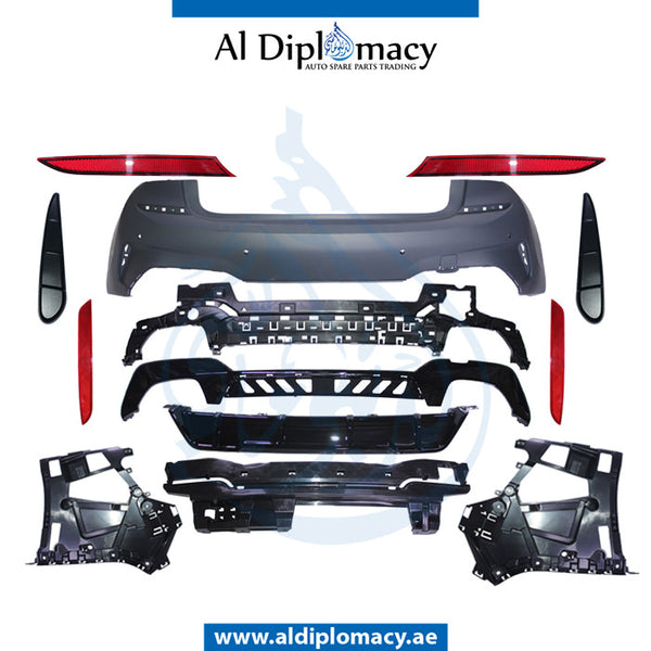 Rear Bumper, WITH SENSOR Hole, BIG EXHAUST Type, M PERFORMANCE Look, COMPLETE for BMW 3 Series G20 (2018-2022) models, Part Number T-51128099904-PERFORMANCE(340)-CO