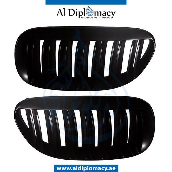 SHOW Grille, DOUBLE Line, Black, M6 Style, SET for BMW 5 Series E63 (2003-2010) models, Part Number T-51137077931/932-BK