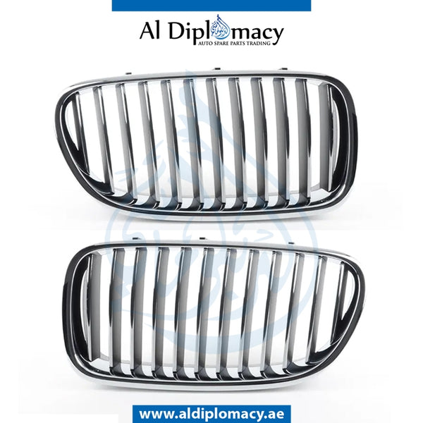 SHOW Grille, CHROME & Black, SET for BMW 5 Series F10 (2010-2016) models, Part Number T-51137203649+T-51137203650