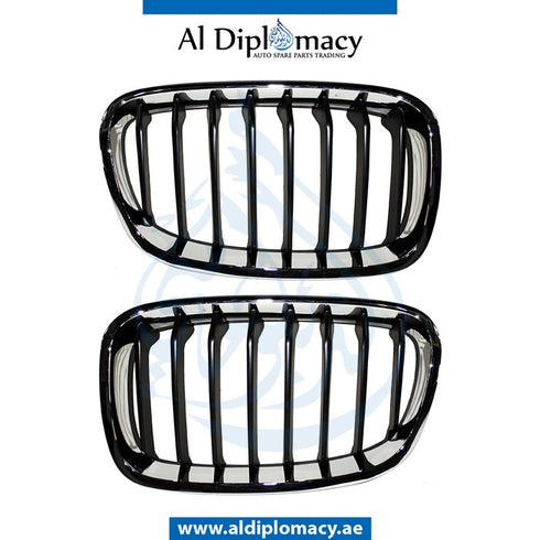 SHOW Grille, CHROME Black, SET for BMW 1 Series F20 (2011-2015) models, Part Number T-51137262117+T-51137262118