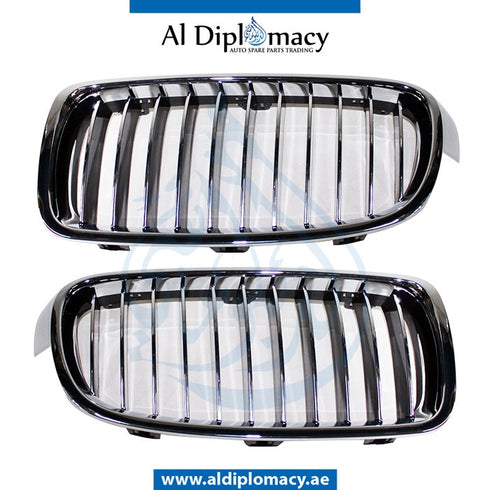 SHOW Grille, CHROME & Black, SET for BMW 3 Series F30 (2015-2019) models, Part Number T-51137263481+T-51137263482