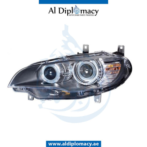 Left Headlight, ADAPTIVE Xenon, EMPTY for BMW X5 Series E70 (2006-2013) models, Part Number T-63117287013
