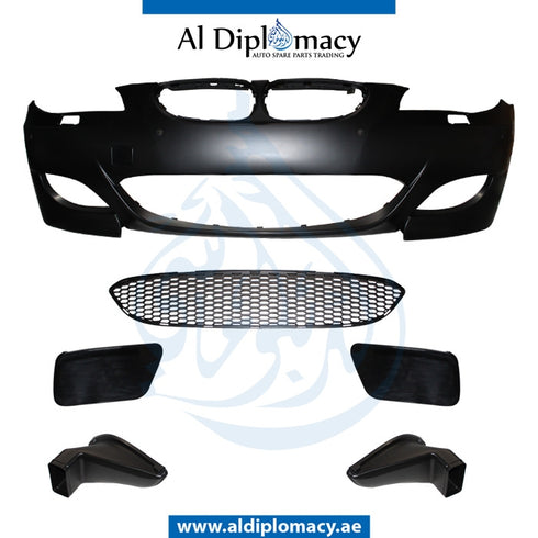 Front Bumper, WITH SENSOR AND WIPER Hole, M5 for BMW 5 Series E60 (2004-2010) models, Part Number T-E60FB(M5)08+S+W