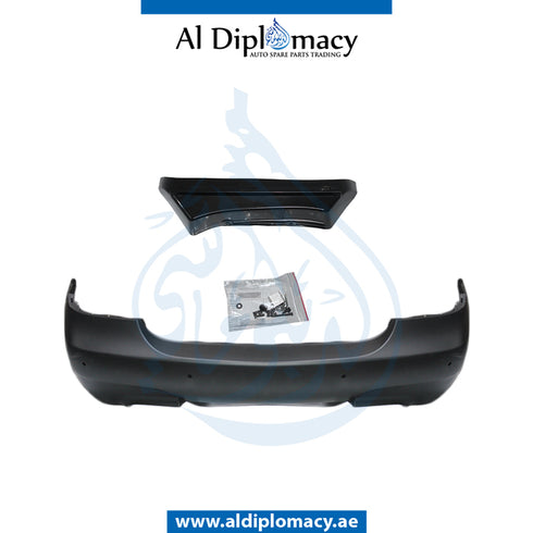 Rear Bumper, WITH SENSOR Hole, M5 Look, DOUBLE EXHAUST TYPE for BMW 5 Series E60 (2004-2010) models, Part Number T-E60RB(M5)-08+S-DOUBLEEXHAUST