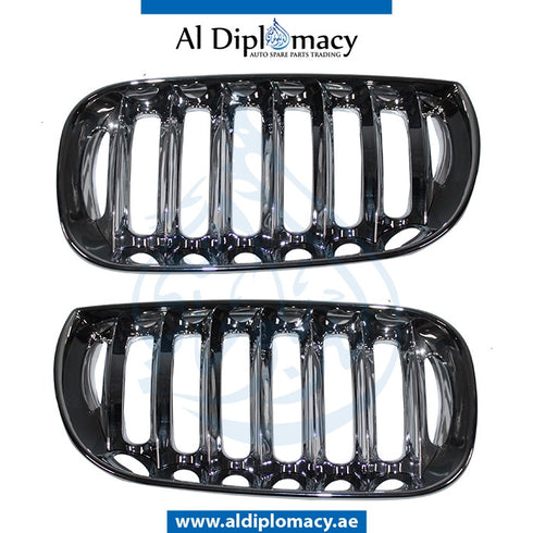 SHOW Grille, FULL Chrome, SET for BMW X3 Series E83 (2003-2006) models, Part Number T-E83GRILL-CHROME(ST)