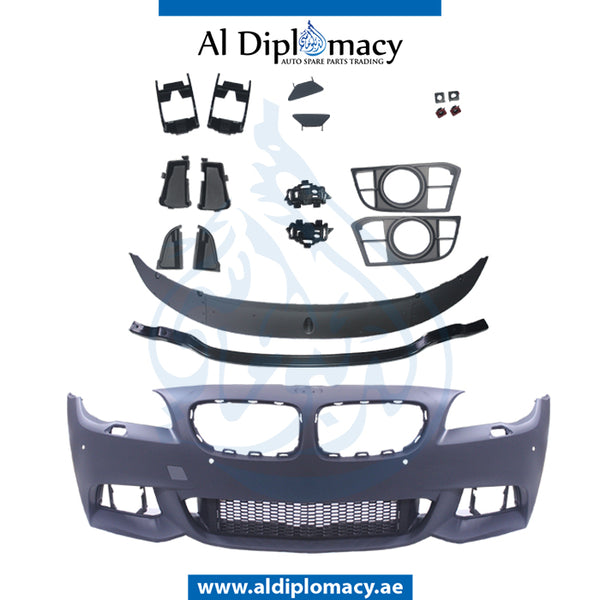 Front Bumper, WITH SENSOR AND WIPER Hole, FOG LAMP Type, M PERFORMANCE LOOK for BMW 5 Series F10 (2013-2016) models, Part Number T-F10LCI FB(MPERFORMANCE)+S+W(FOG TYPE)