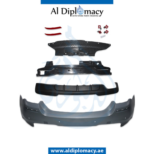 Rear Bumper, WITH SENSOR Hole, M Performance, SINGLE SINGLE EXHAUST TYPE for BMW 5 Series F10 (2013-2016) models, Part Number T-F10LCI RB(M PERFORMANCE)+S-ONE SINGLE EXHAUST