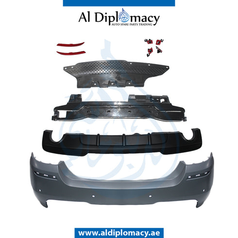 Rear Bumper, WITH SENSOR Hole, M Performance, TWO SINGLE EXHAUST TYPE for BMW 5 Series F10 (2013-2016) models, Part Number T-F10LCI RB(M PERFORMANCE)+S-TWO SINGLE EXHAUST