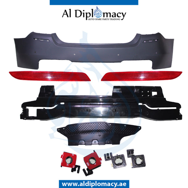 Rear Bumber, WITH SENSOR Hole, M-tec, ONE SINGLE EXHUAST TYPE for BMW 5 Series F10 (2010-2016) models, Part Number T-F10RB(M-TEC)+S-ONE SINGLE