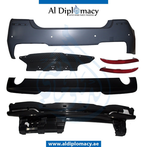 Rear Bumper, WITH SENSOR Hole, TWO SINGLE Exhuast, M-tech for BMW 5 Series F10 (2010-2016) models, Part Number T-F10RB(M)+S+TWO SINGLE EXHUS