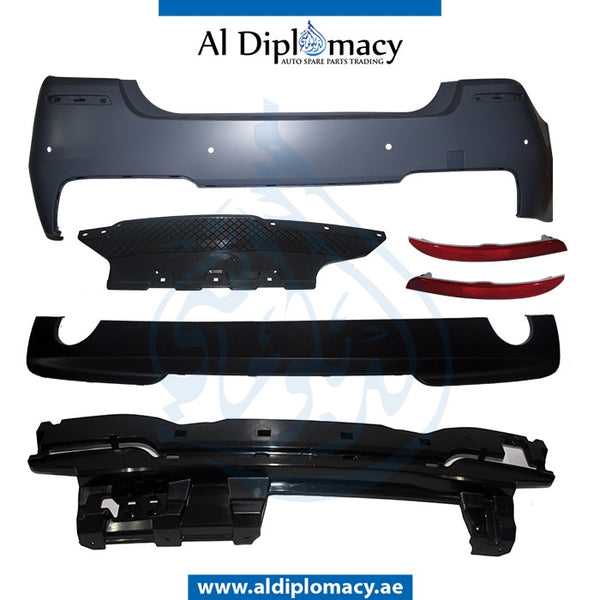 Rear Bumper, WITH SENSOR Hole, TWO SINGLE Exhuast, M-tech for BMW 5 Series F10 (2010-2016) models, Part Number T-F10RB(M)+S+TWO SINGLE EXHUS