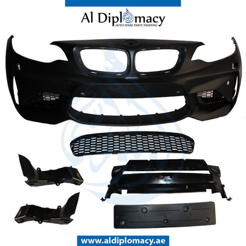 Front Bumper, WITH SENSOR AND WIPER Hole, Complete, M2 LOOK for BMW 2 Series F22 (2017-2021) models, Part Number T-F22/F23FB(M2 STYLE)+S+W