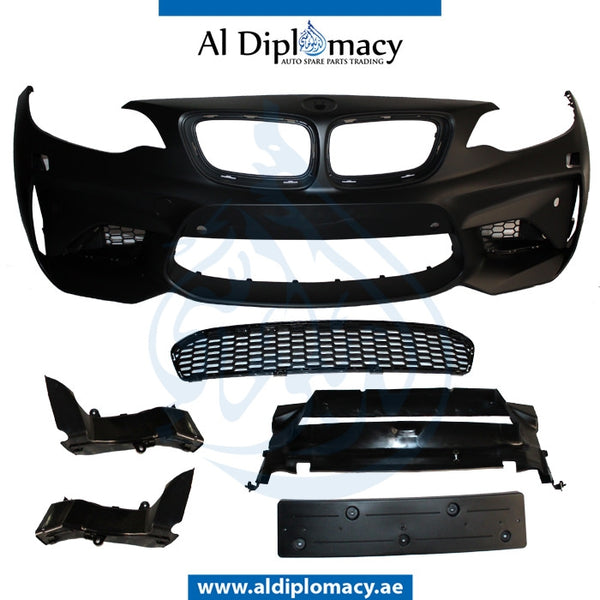 Front Bumper, WITH SENSOR AND WIPER Hole, Complete, M2 LOOK for BMW 2 Series F22 (2017-2021) models, Part Number T-F22/F23FB(M2 STYLE)+S+W