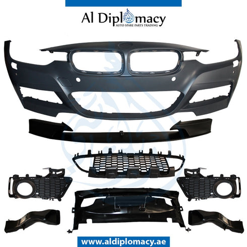 Front Bumper, WITH SENSOR AND WIPER Hole, M PERFORMANCE for BMW 3 Series F30 (2011-2015) models, Part Number T-F30FB(M-PER)+S+W