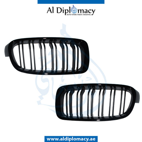 SHOW Grille, M3 Look, FULL Black, SET for BMW 3 Series F30 (2011-2015) models, Part Number T-F30GRILLE-BK-(M3)(SET)