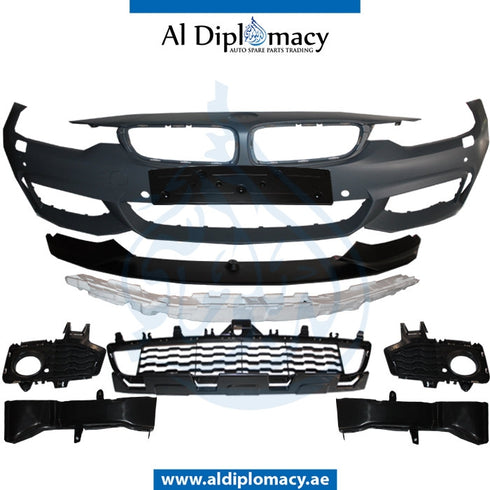 Front Bumper, WITH SENSOR AND WIPER Hole, M PERFORMANCE LOOK for BMW 4 Series F32 (2013-2017) models, Part Number T-F32/F33/F36FB(M-PER)+S+W