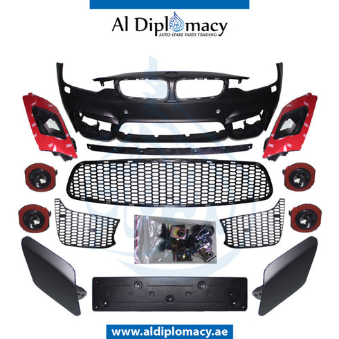 Front Bumper, WITH Sensor, WIPER Hole, AND Grille, M4 LOOK for BMW 4 Series F32 (2013-2017) models, Part Number T-F32/F33/F36FB(M4)+S+W