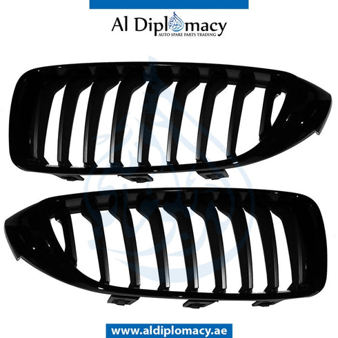 SHOW Grille, FULL Black, M-performance Look, SET for BMW 4 Series F32 (2013-2017) models, Part Number T-F32/F33/F36GRILLE-BK-(M-PERFORMANCE)(SET)