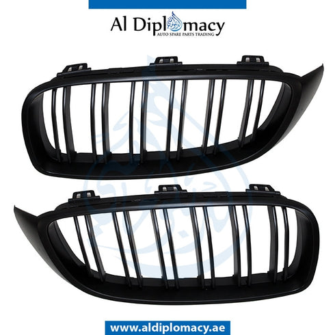 SHOW Grille, FULL BLACK Matt, M4 LOOK for BMW 4 Series F32 (2013-2017) models, Part Number T-F32/F33/F36GRILLE-BK MATE-(M4)(SET)