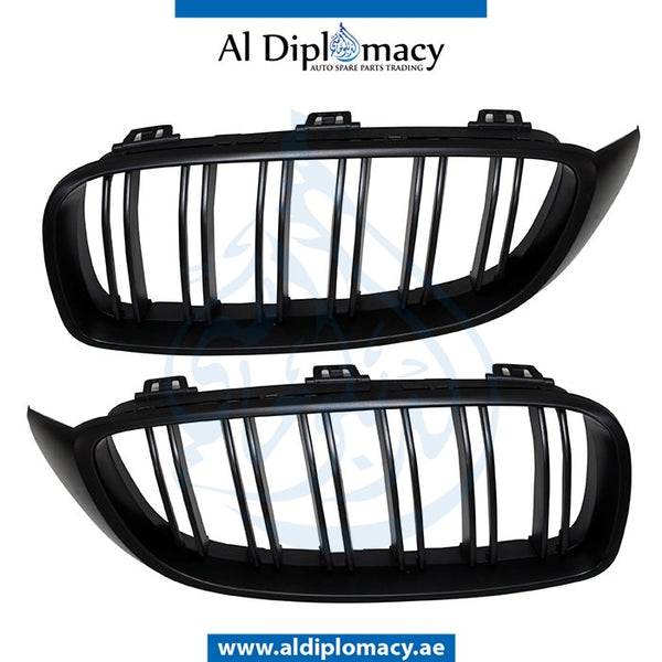 SHOW Grille, FULL BLACK Matt, M4 LOOK for BMW 4 Series F32 (2013-2017) models, Part Number T-F32/F33/F36GRILLE-BK MATE-(M4)(SET)