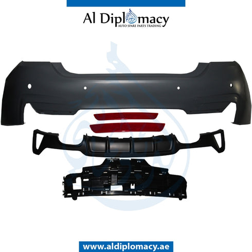 Rear Bumper, WITH SENSR Hole, DOUBLE EXHAUST Type, M PERFORMANCE for BMW 4 Series F32 (2013-2017) models, Part Number T-F32/F33/F36RB(M-PER)+S-DOUBLE EXHAUST