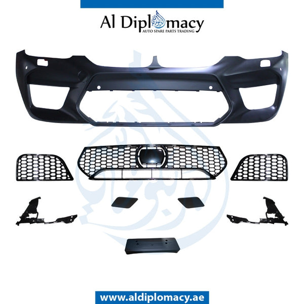 Front Bumper, WITH SENSOR AND WIPER Hole, M5 Style, COMPLETE for BMW 5 Series G30 (2016-2020) models, Part Number T-G30FB+S+W(M5 STYLE)-CO