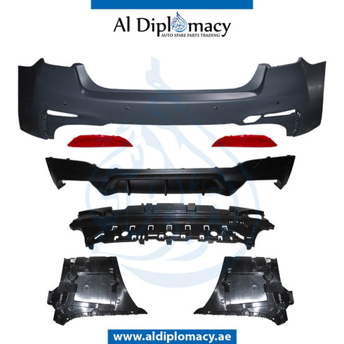 Rear Bumper, WITH SENSOR Hole, M5 Style, COMPLETE for BMW 5 Series G30 (2016-2020) models, Part Number T-G30RB+S(M5 STYLE)-CO