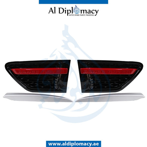 FENDER GRILLE BLACK & Red, SET for Land Rover models, Part Number T-RR-SPORT FENDER GRILLE BLACK & RED 2010-(SET)